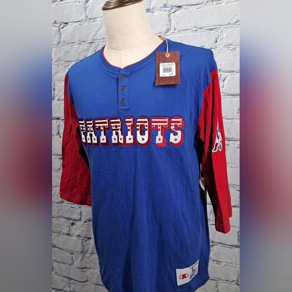NWT Mitchell & Ness New England Patriots Franchise Player Henley Shirt NFL Large - Picture 3 of 15